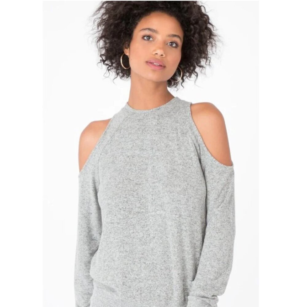 {Z Supply} The Marled Cold Shoulder Pullover Top | Grey ~ Size Medium